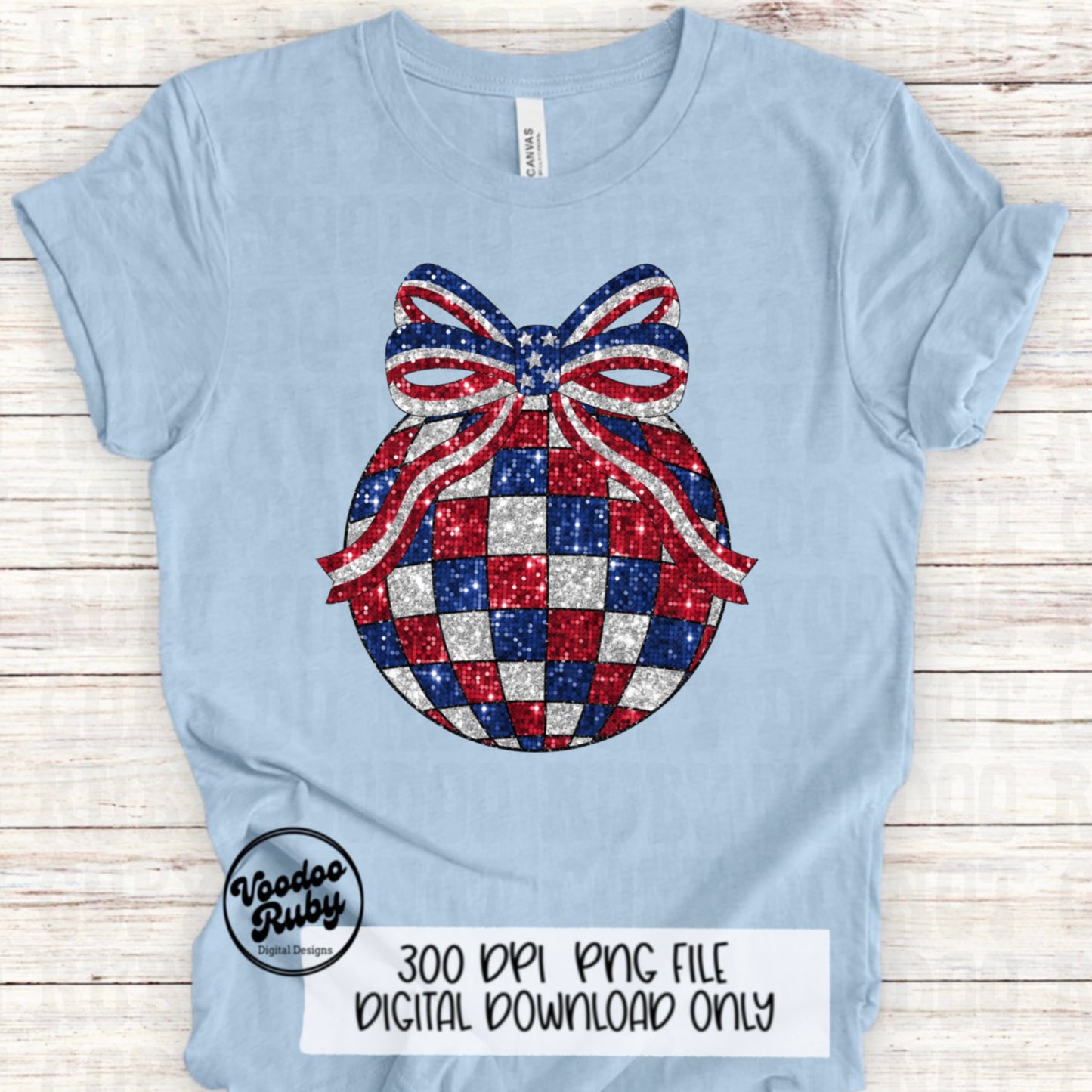 4th of July Coquette Bow Disco Ball PNG Sublimation Design Hand Drawn Digital Download Sequin Glitter Patriotic PNG Summer American dtf