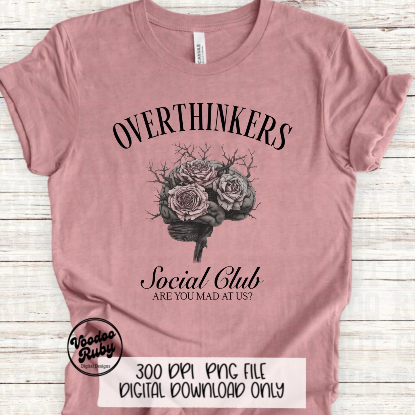 Overthinkers Social Club PNG Design Sublimation Hand Drawn Digital Download Funny Anxiety Mental Health PNG Anxiety dtf Printable
