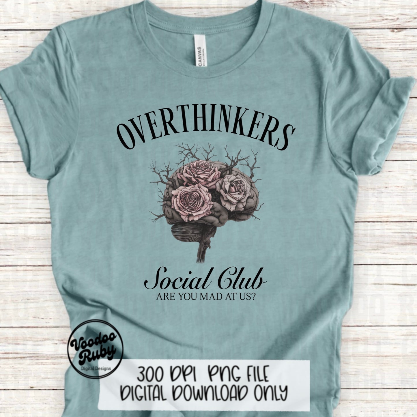 Overthinkers Social Club PNG Design Sublimation Hand Drawn Digital Download Funny Anxiety Mental Health PNG Anxiety dtf Printable