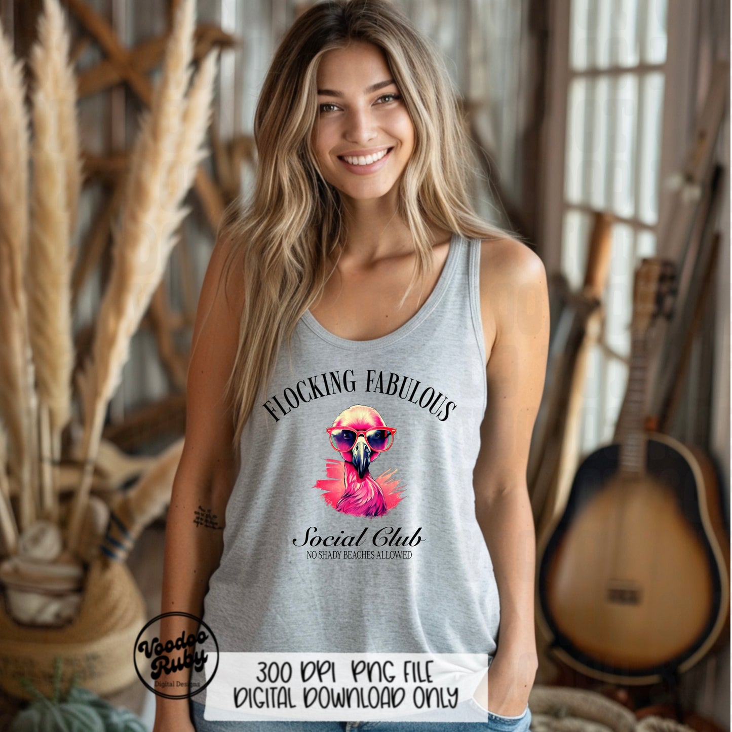 Flamingo PNG Design Flocking Fabulous Social Club PNG Summer Sublimation Design Digital Download No Shady Beaches Sublimation DTF Printable