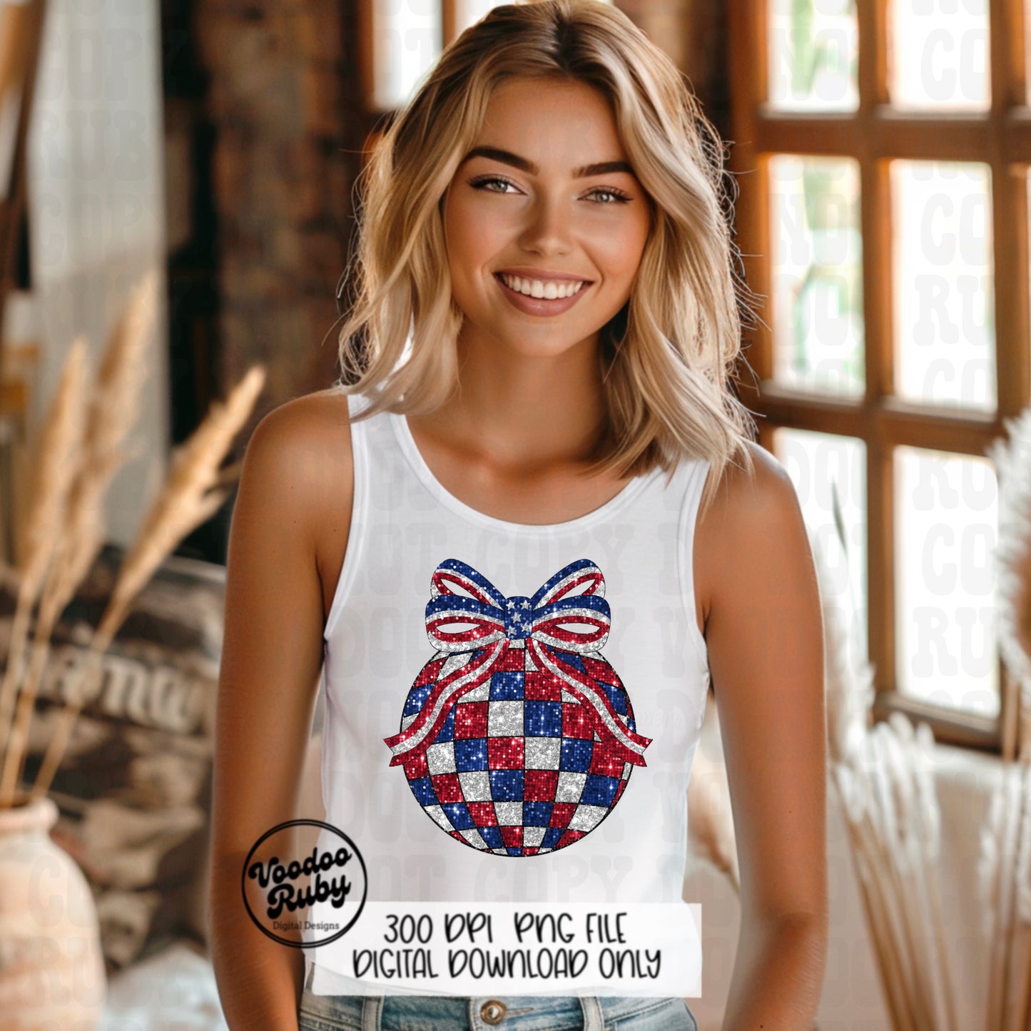 4th of July Coquette Bow Disco Ball PNG Sublimation Design Hand Drawn Digital Download Sequin Glitter Patriotic PNG Summer American dtf