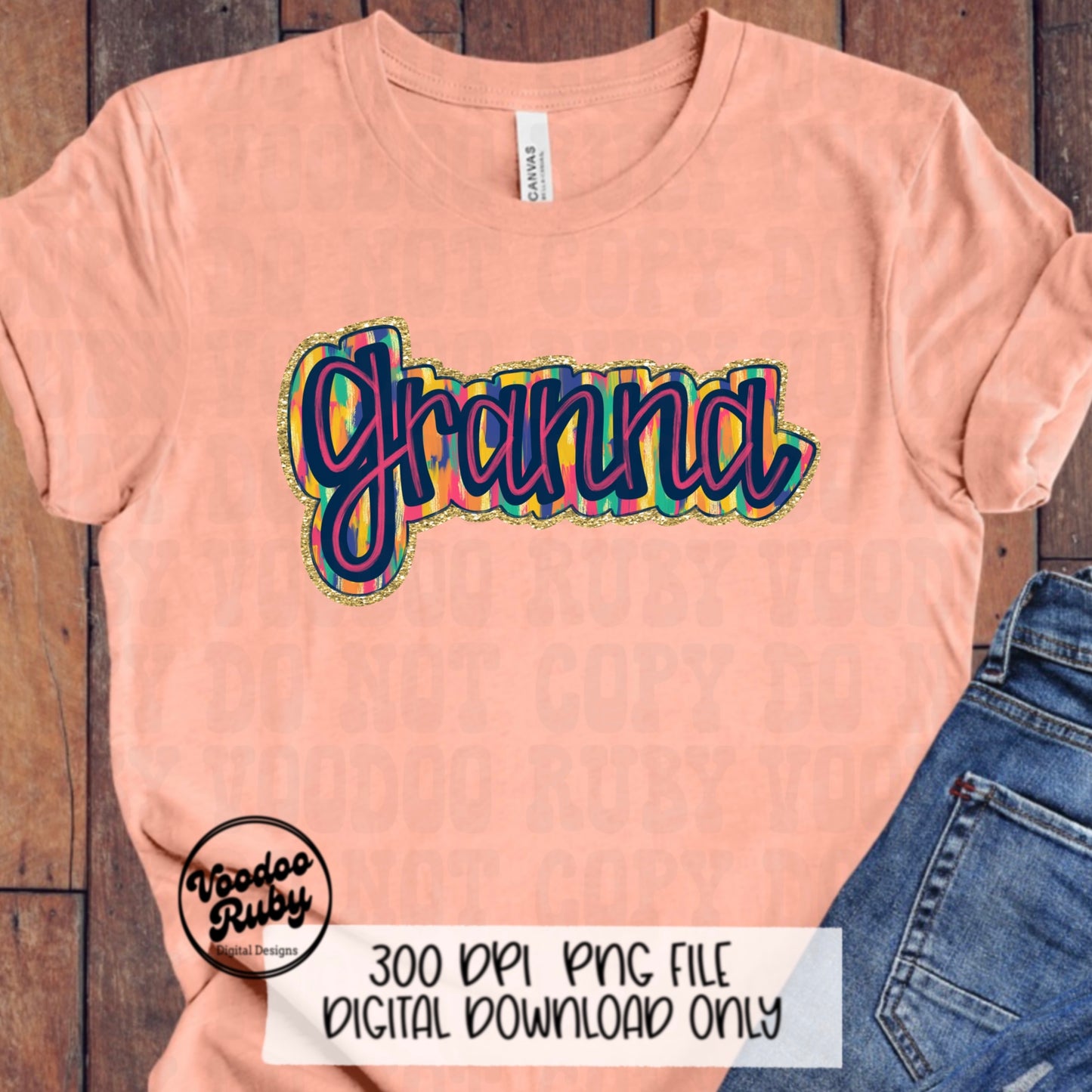 Glitter Granna PNG Design Sublimation Hand Drawn Digital Download Summer PNG Granna Clip Art Mom Mother's Day Design dtf Printable