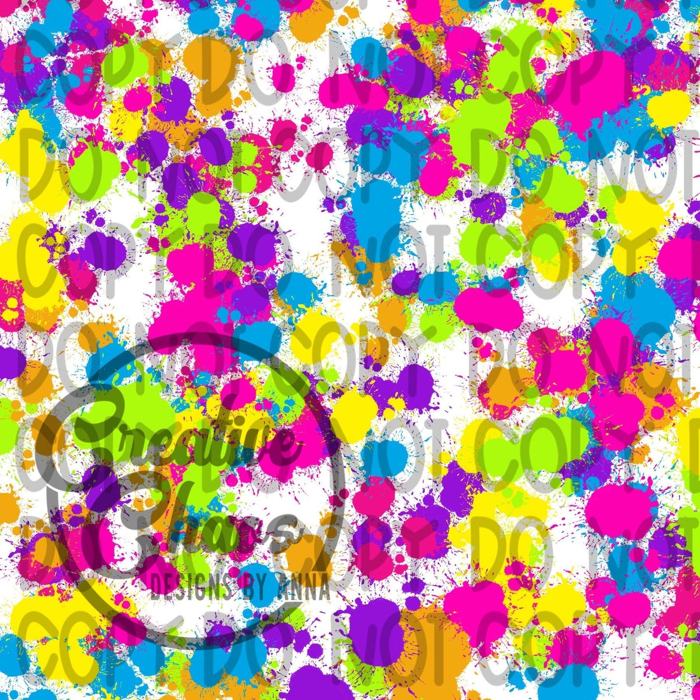 Neon Paint Splatter PNG: Hand Drawn Digital Paper (Digital Download)