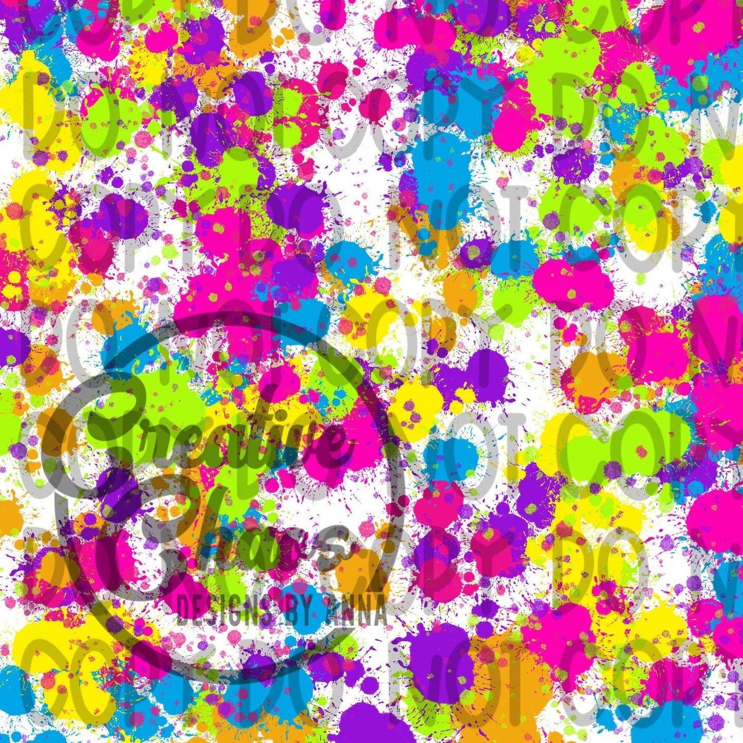 Neon Paint Splatter PNG: Hand Drawn Digital Paper (Digital Download)