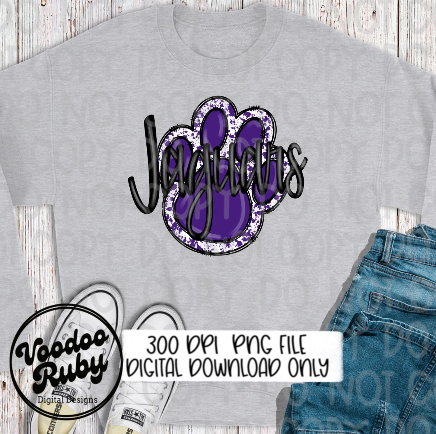 Jaguars PNG Sublimation Design | Hand Drawn Digital Download | Football PNG | Paw Print Design | Jaguars Clip Art | Football | Printable