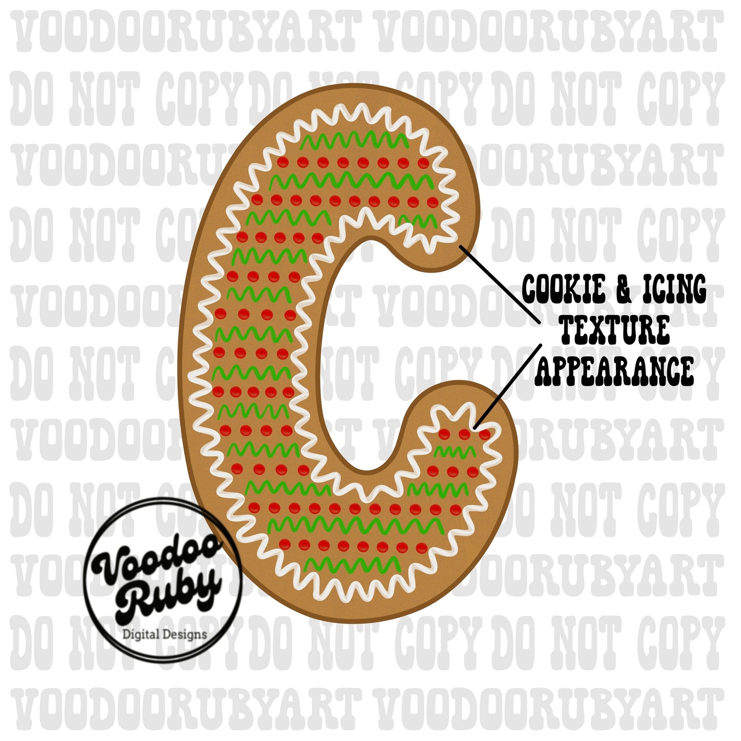 Gingerbread Alphabet PNG Design Sublimation Bundle Hand Drawn Digital Download Sublimation Letters Christmas Alpha Pack PNG DTF Printable