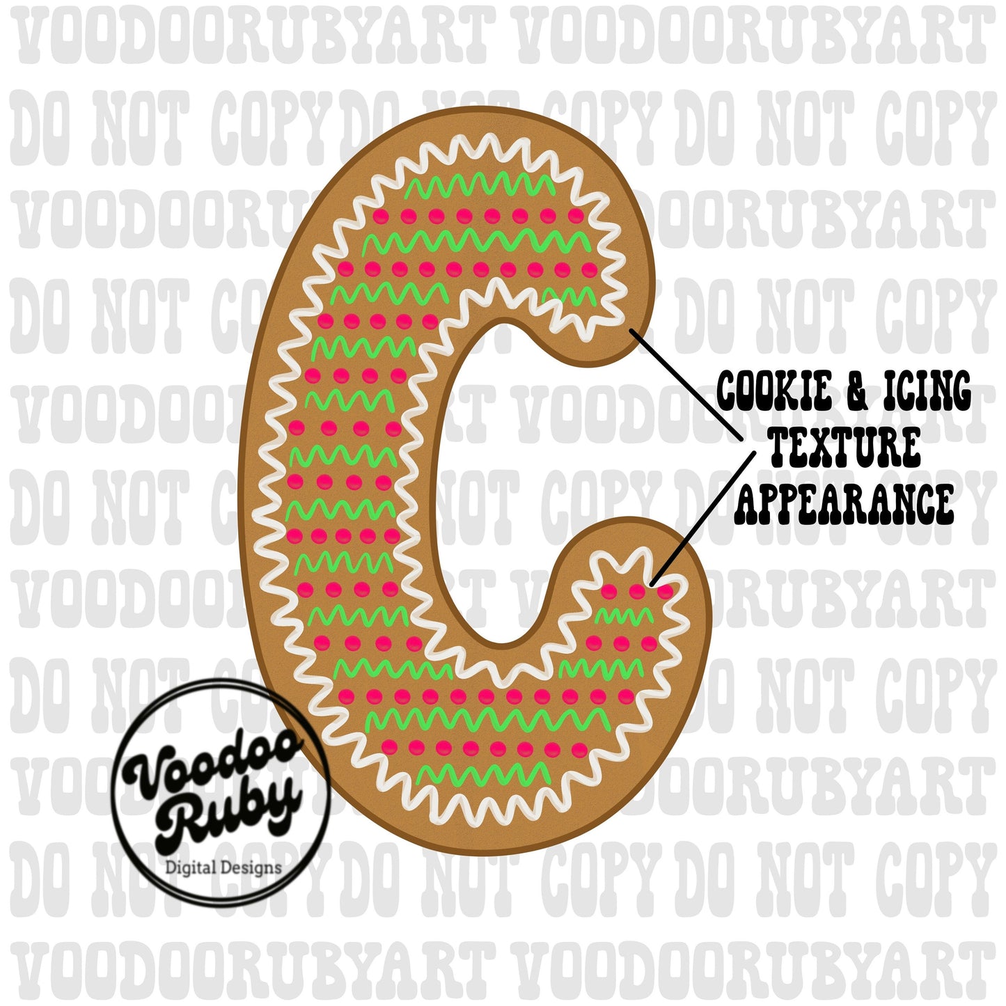 Gingerbread Alphabet PNG Design Sublimation Bundle Hand Drawn Digital Download Sublimation Letters Pink Christmas Alpha Pack DTF Printable