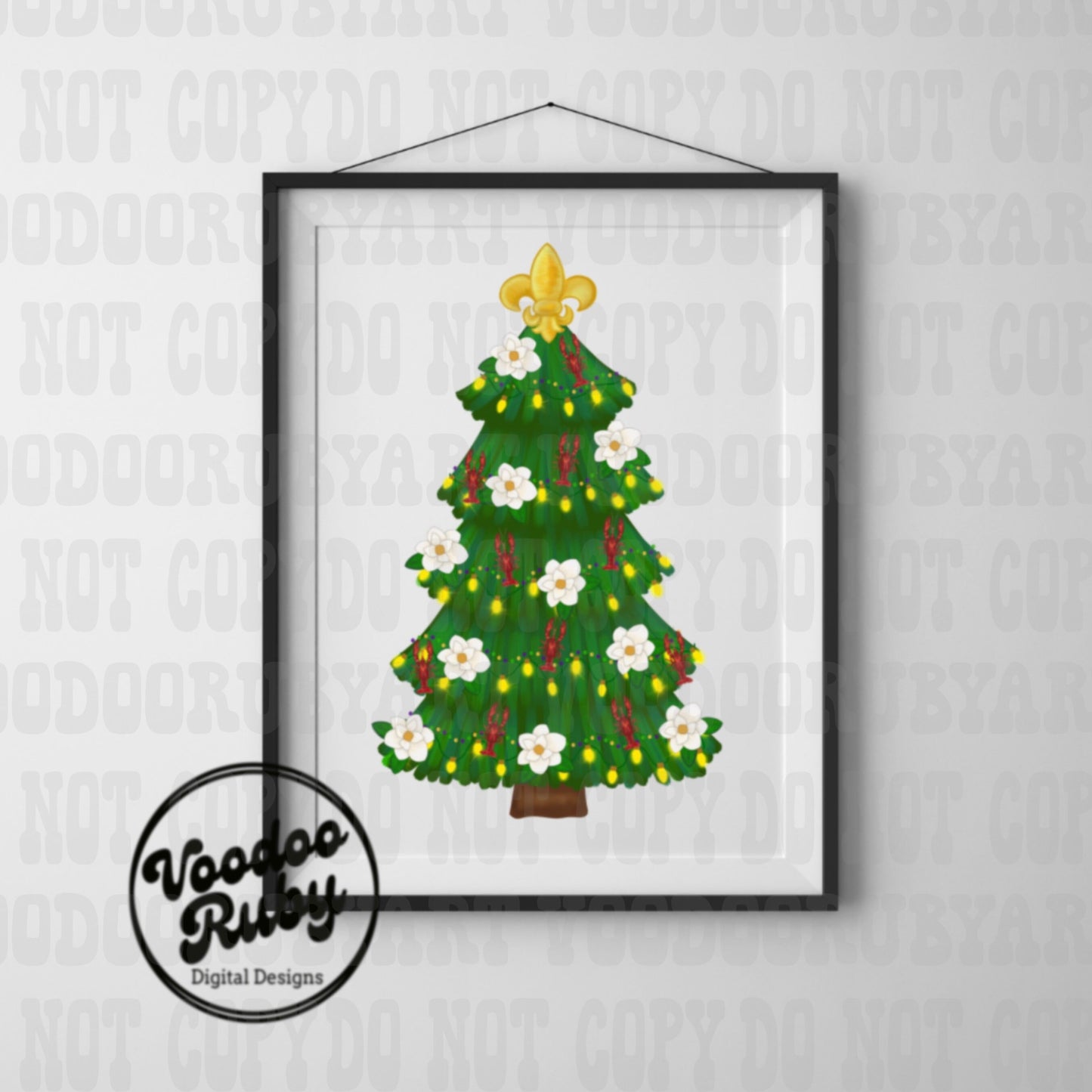 Cajun Christmas Tree PNG Louisiana Christmas png Hand Drawn Digital Design Download Cajun Christmas DTF Printable Cajun Merry Christmas PNG