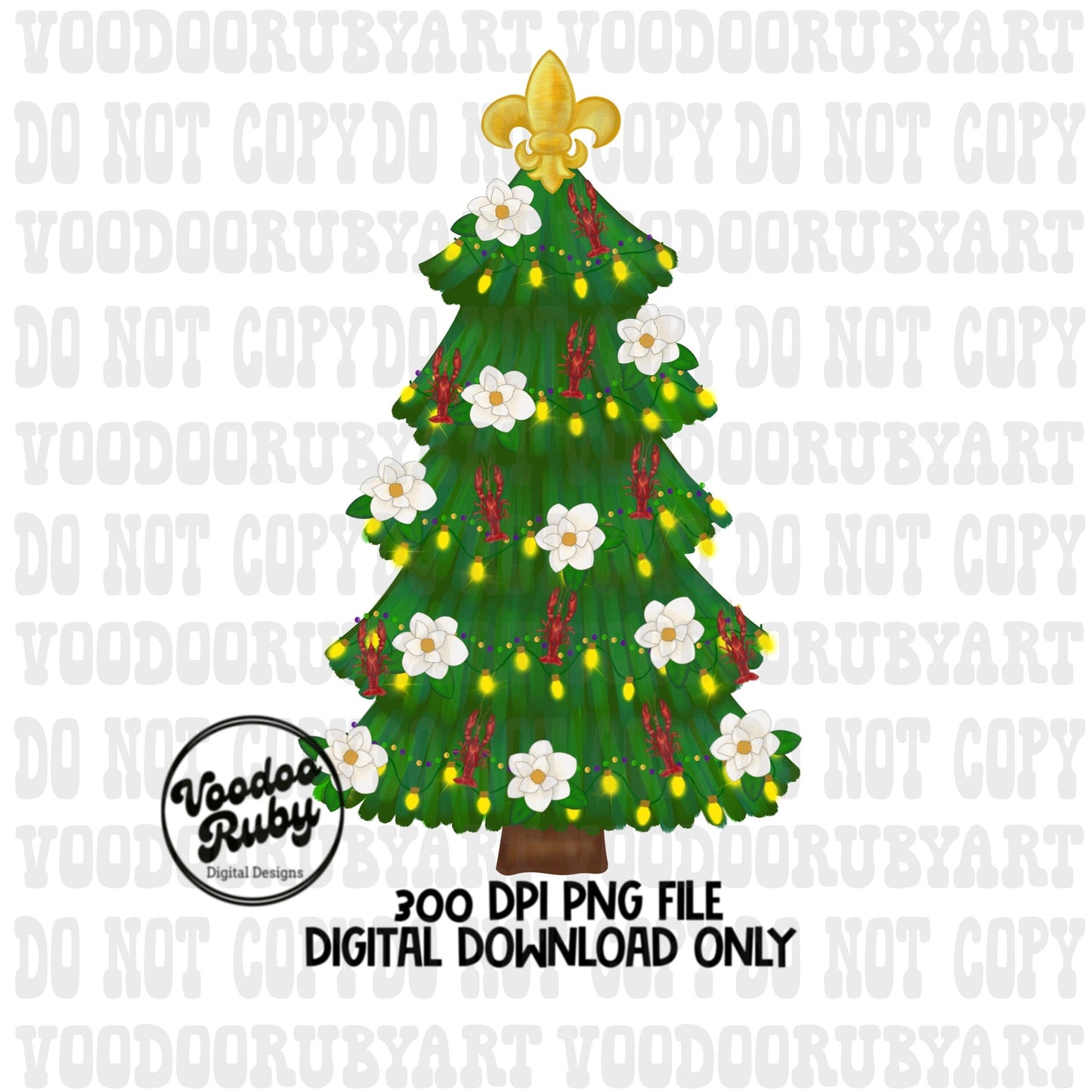 Cajun Christmas Tree PNG Louisiana Christmas png Hand Drawn Digital Design Download Cajun Christmas DTF Printable Cajun Merry Christmas PNG