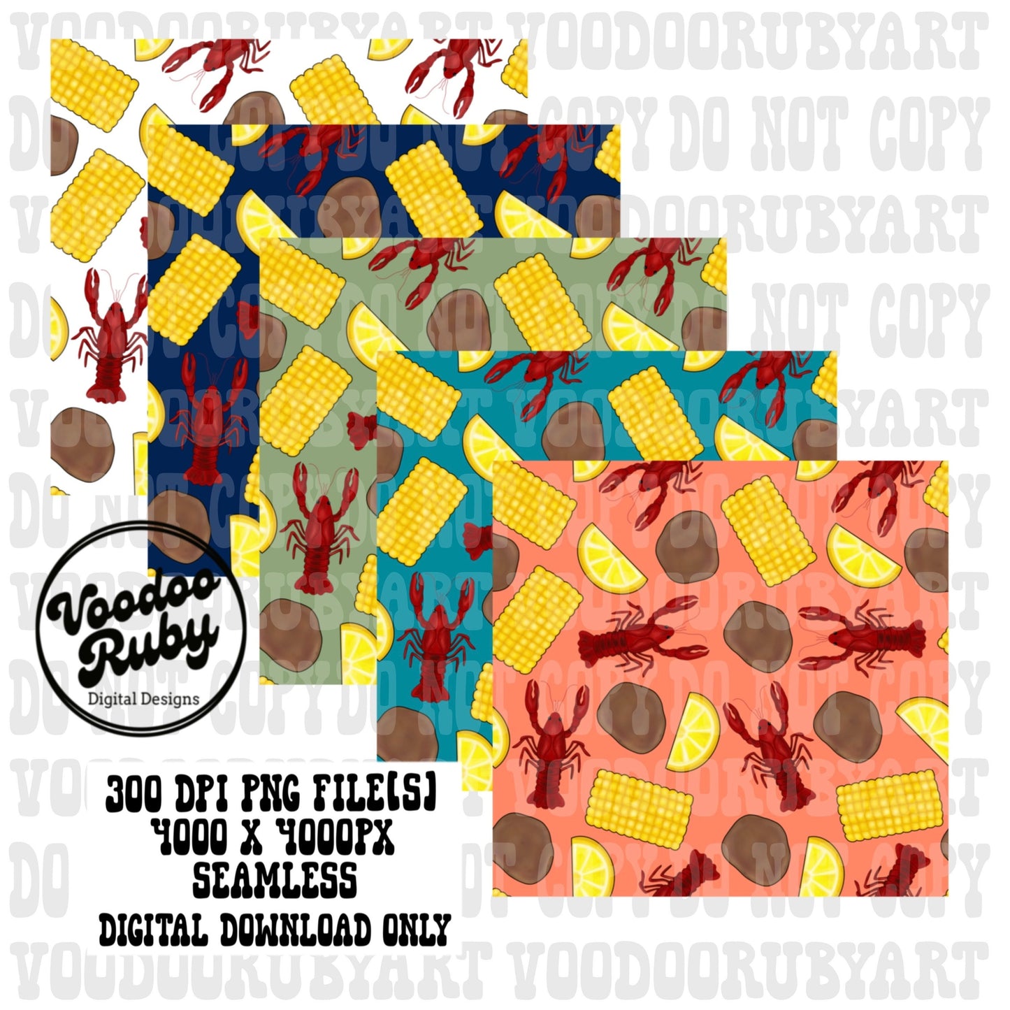 Crawfish Boil PNG Seamless Sublimation Design Louisiana PNG Repeat Pattern Digital Paper Download Crawfish Fabric Tumbler Cup Bundle dtf