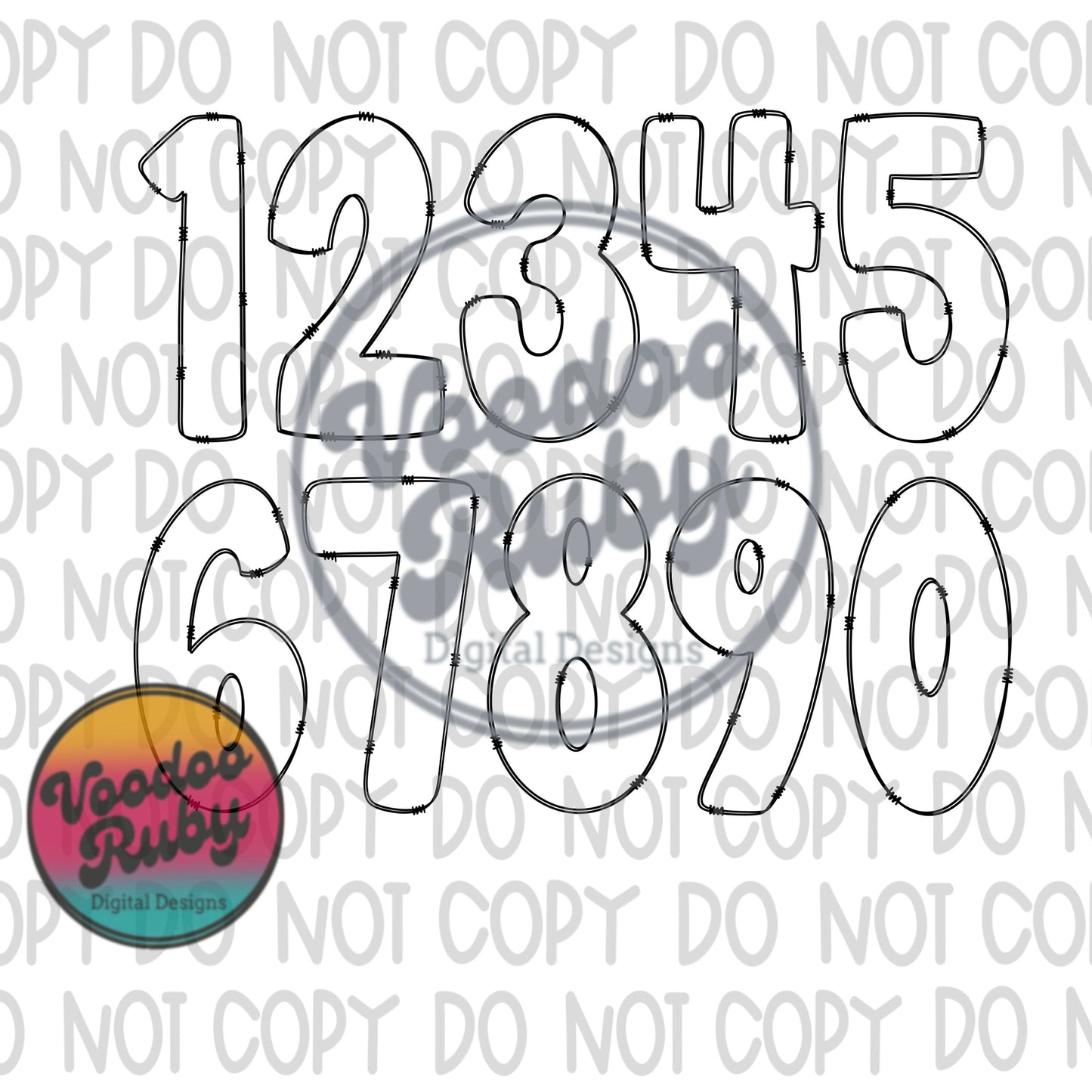 Doodle Numbers PNG Transparent Inside Bundle Hand Drawn Numbers Digital Download Numbers Sublimation Blanks DTF Printable
