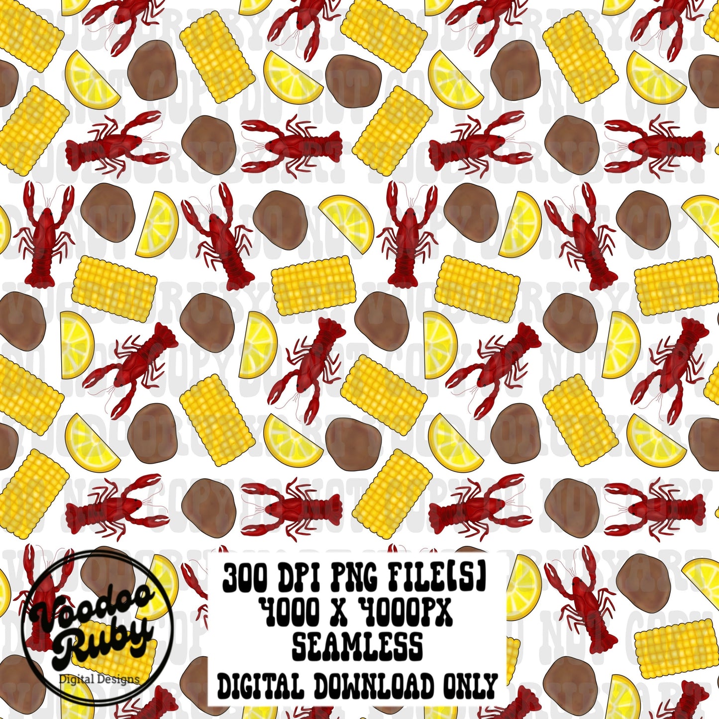 Crawfish PNG Design Seamless Sublimation Hand Painted Repeat Pattern Digital Paper Download Fabric Design Crawfish Tumbler Cup Design DTF