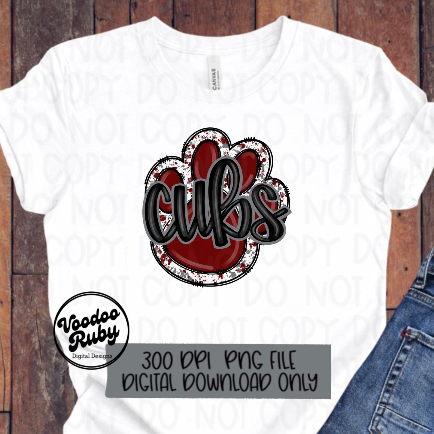 Cubs PNG Design Sublimation Hand Drawn Digital Download Football PNG Maroon Gray Cubs Paw DTF Printable Cubs Mascot png Clip Art