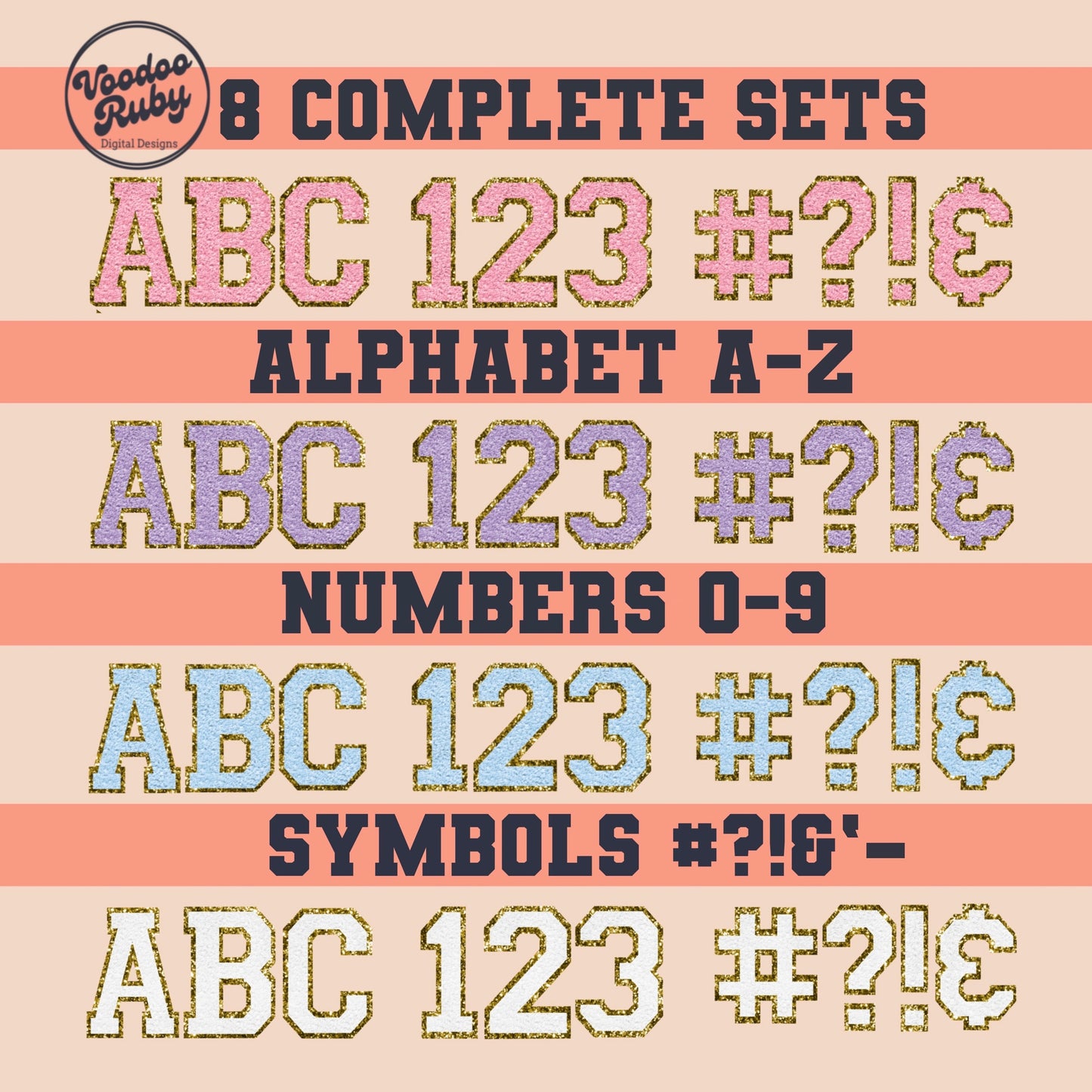 Faux Chenille Letters PNG Bundle Faux Chenille Letter Patches Digital Download Sublimation Sports Letters PNG Alpha Pack DTF Printable