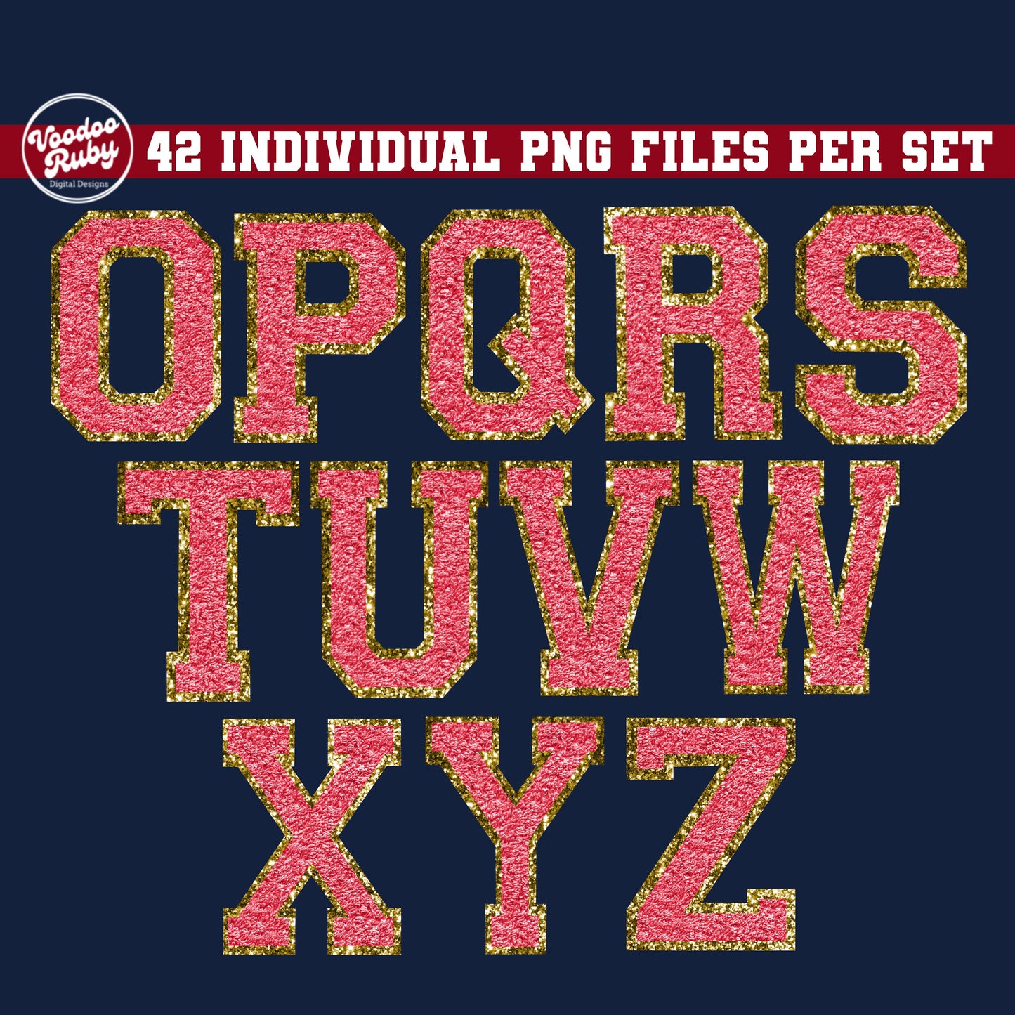 4th of July Faux Chenille Letters PNG Sublimation Bundle Chenille Letter Patches Digital Download Sports Letters PNG Alpha Pack DTF