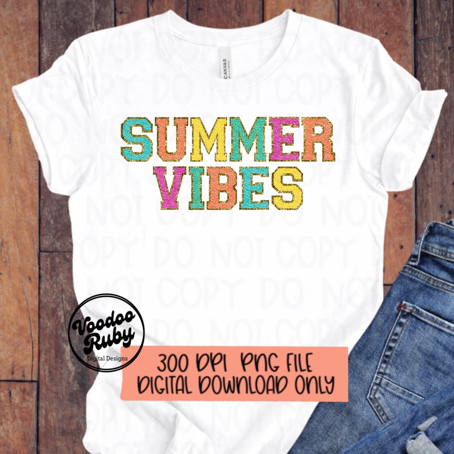Summer Vibes PNG Chenille Letter Patches Digital Faux Chenille Letters PNG DTF Printable Summer Clip Art