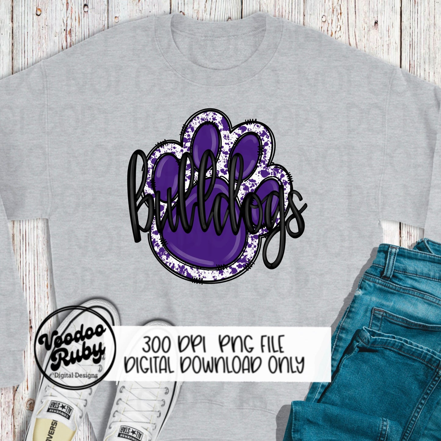 Bulldogs PNG Design Hand Drawn Digital Download Football png Purple Bulldogs Paw Mascot DTF Printable Clip Art Cheer png Spirit Shirt png
