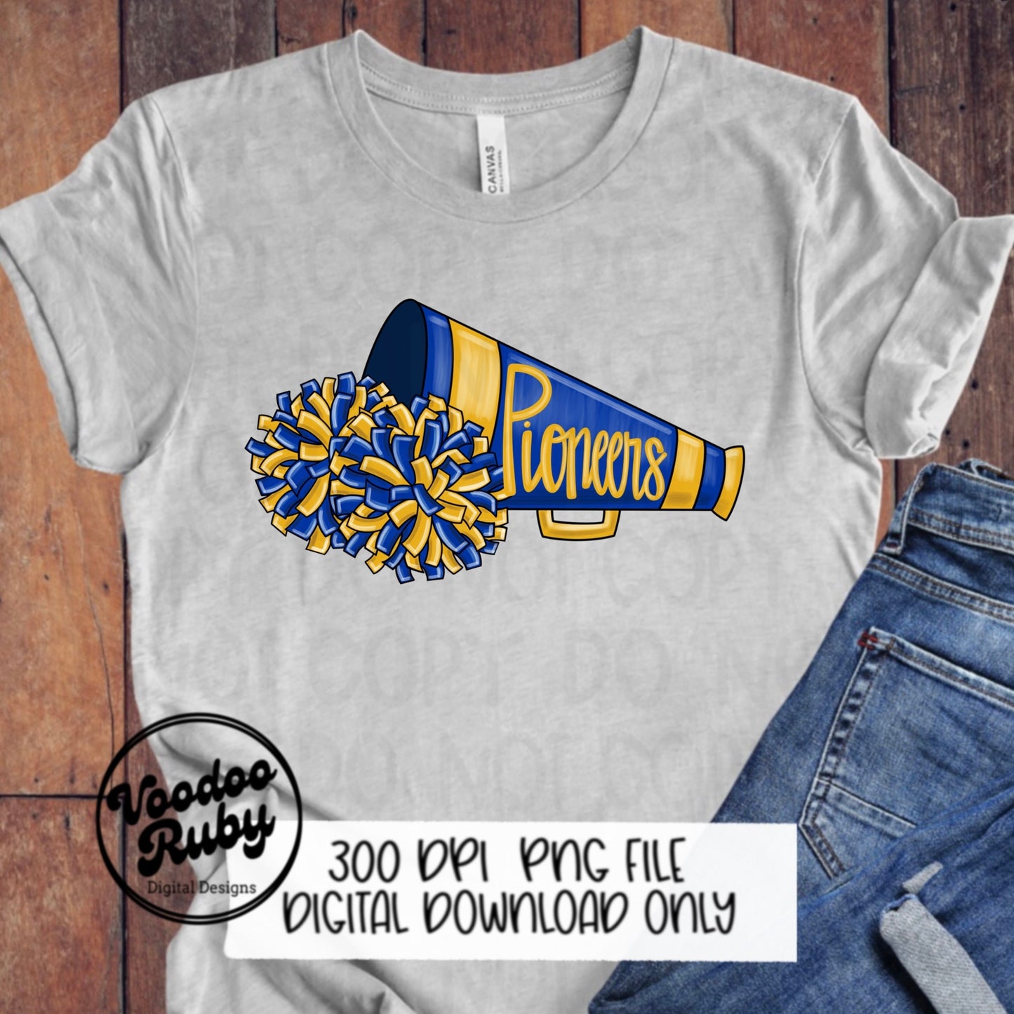 Pioneers Cheer PNG Design Sublimation Hand Drawn Digital Download Pioneers PNG Cheerleader Clip Art Cheer Dtf Printable Megaphone png