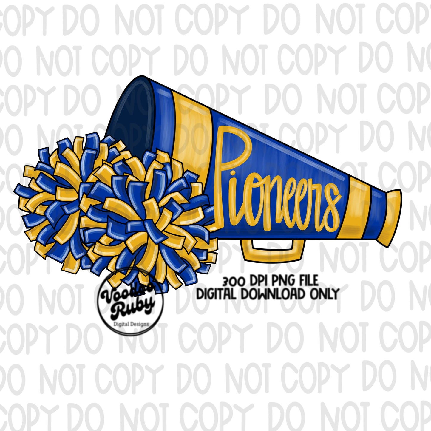 Pioneers Cheer PNG Design Sublimation Hand Drawn Digital Download Pioneers PNG Cheerleader Clip Art Cheer Dtf Printable Megaphone png