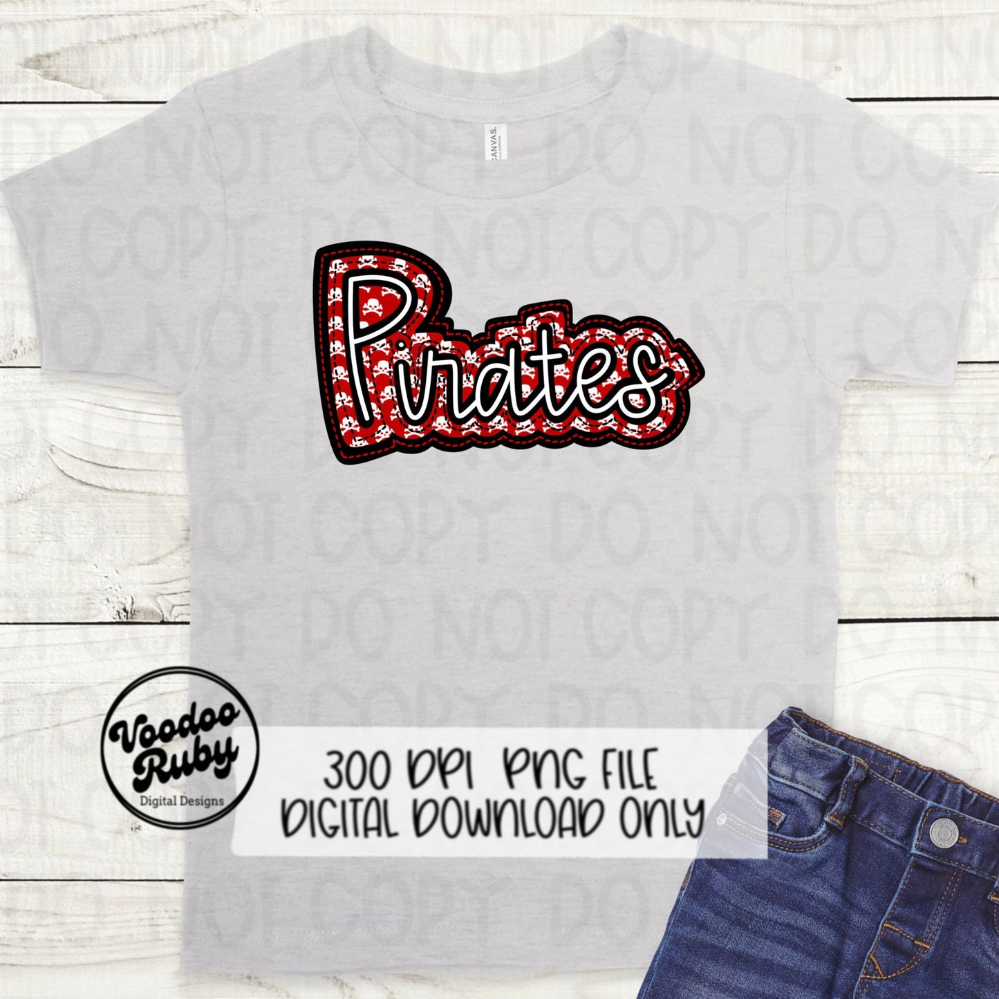 Pirates PNG Design Sublimation Hand Drawn Digital Download Embroidery PNG Faux Applique Red Black Pirates Football png DTF Printable Mascot