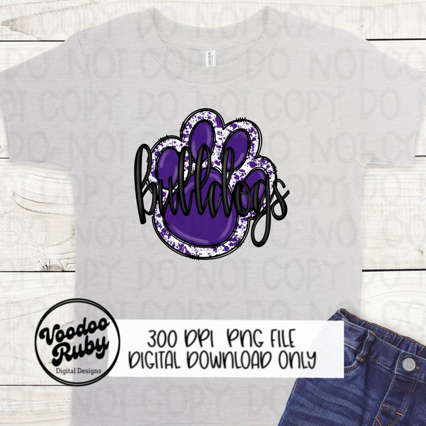 Bulldogs PNG Design Hand Drawn Digital Download Football png Purple Bulldogs Paw Mascot DTF Printable Clip Art Cheer png Spirit Shirt png