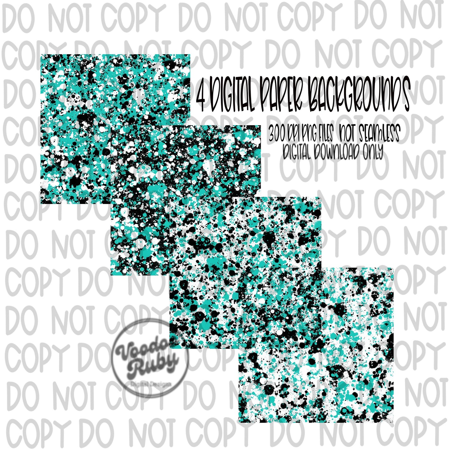 Teal Black Splatter PNG Sublimation Background Digital Paper Bundle Hand Drawn Digital Download DTF Printable Sublimation Tumbler png Bleach