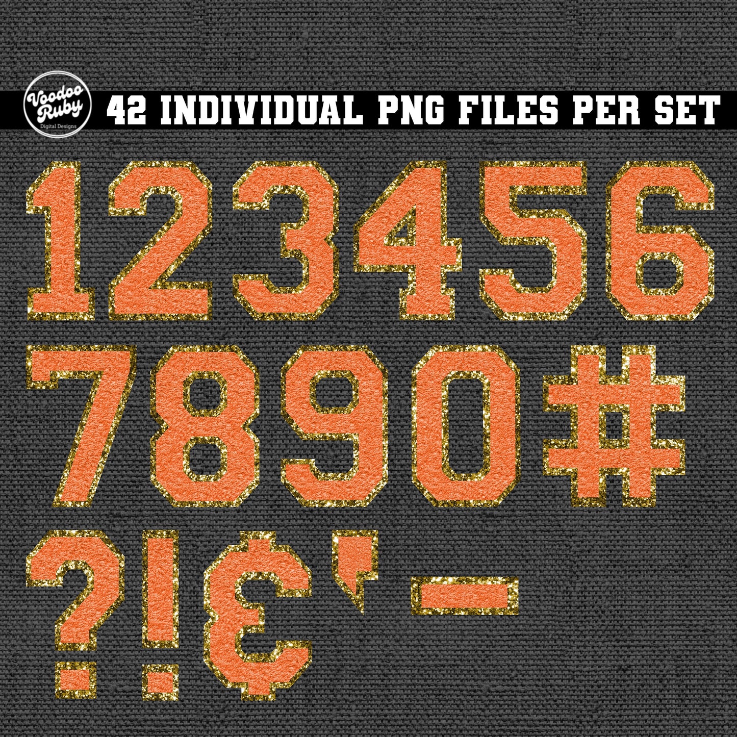 Chenille Alphabet & Numbers PNG Bundle: Sports Font, Sublimation, DTF Printable (Digital Download)