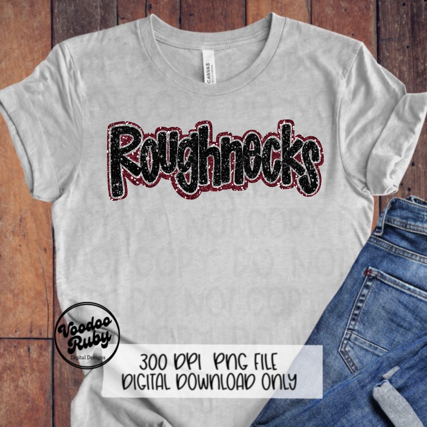 Roughnecks PNG Design Sequins Glitter Hand Drawn Digital Download Faux Sequins Patch DTF Printable Clip Art Faux Appliqué Roughneck Football