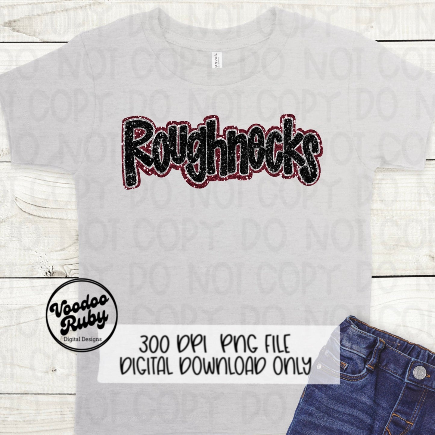 Roughnecks PNG Design Sequins Glitter Hand Drawn Digital Download Faux Sequins Patch DTF Printable Clip Art Faux Appliqué Roughneck Football