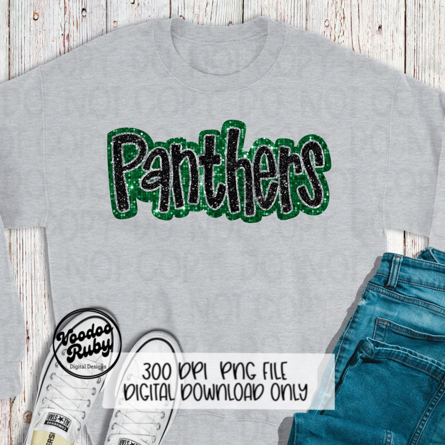 Panthers PNG Design Sequins Glitter Hand Drawn Digital Download Faux Sequins Patch PNG Printable Faux Appliqué Panthers Football DTF