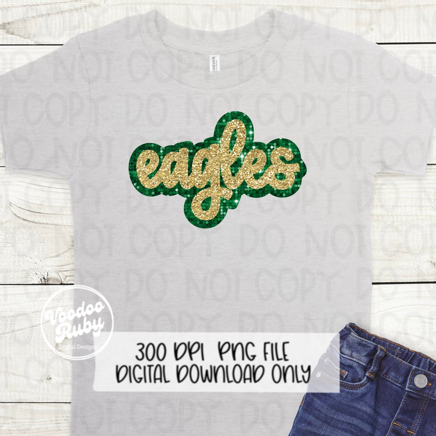 Eagles PNG Design Sequins Glitter Hand Drawn Digital Download Faux Sequins Patch PNG Printable Clip Art Faux Appliqué Eagles Football DTF