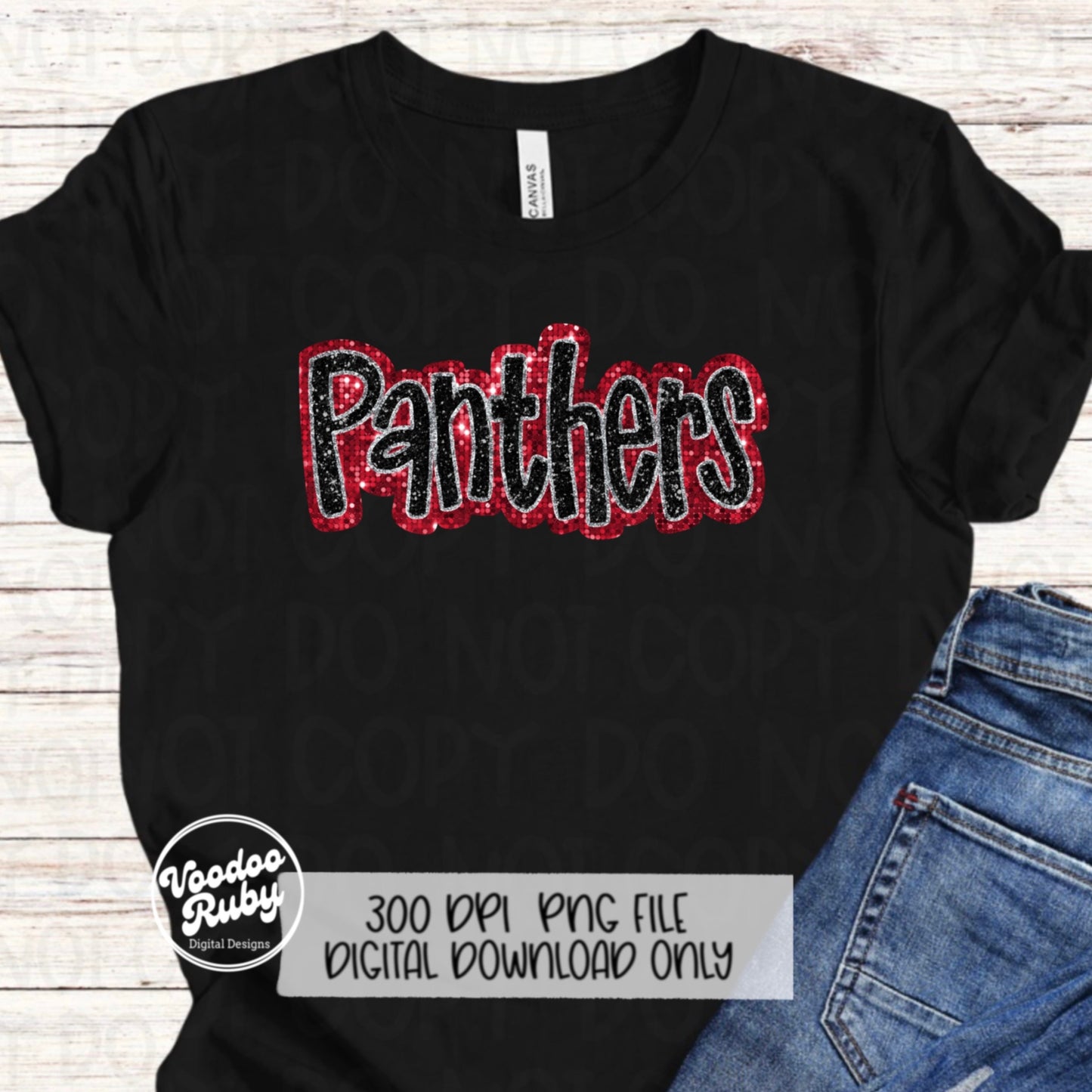 Panthers PNG Design Sequins Glitter Hand Drawn Digital Download Faux Sequins Patch PNG Printable Faux Appliqué Panthers Football DTF
