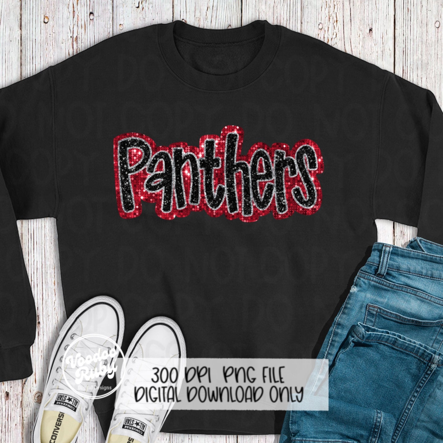Panthers PNG Design Sequins Glitter Hand Drawn Digital Download Faux Sequins Patch PNG Printable Faux Appliqué Panthers Football DTF