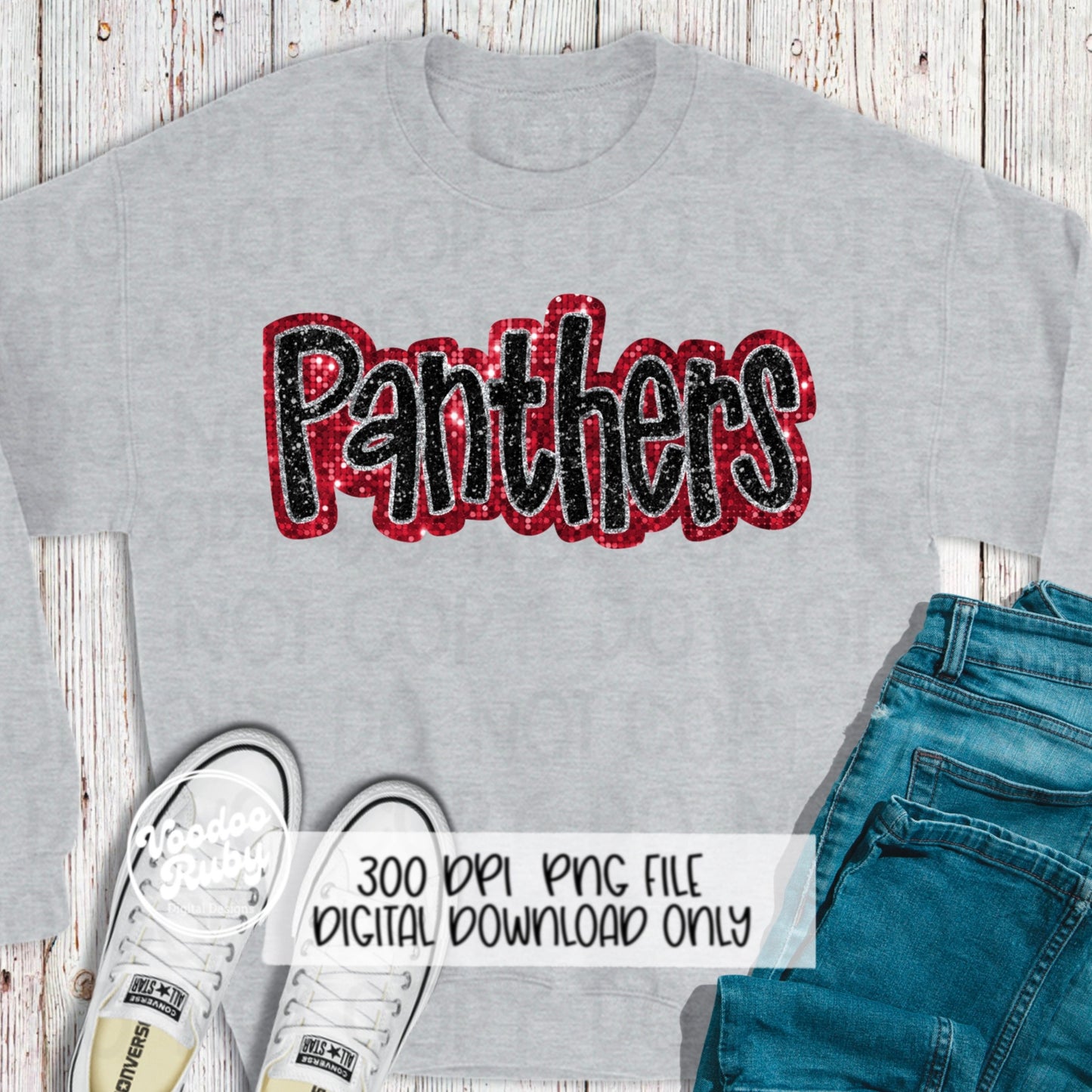 Panthers PNG Design Sequins Glitter Hand Drawn Digital Download Faux Sequins Patch PNG Printable Faux Appliqué Panthers Football DTF