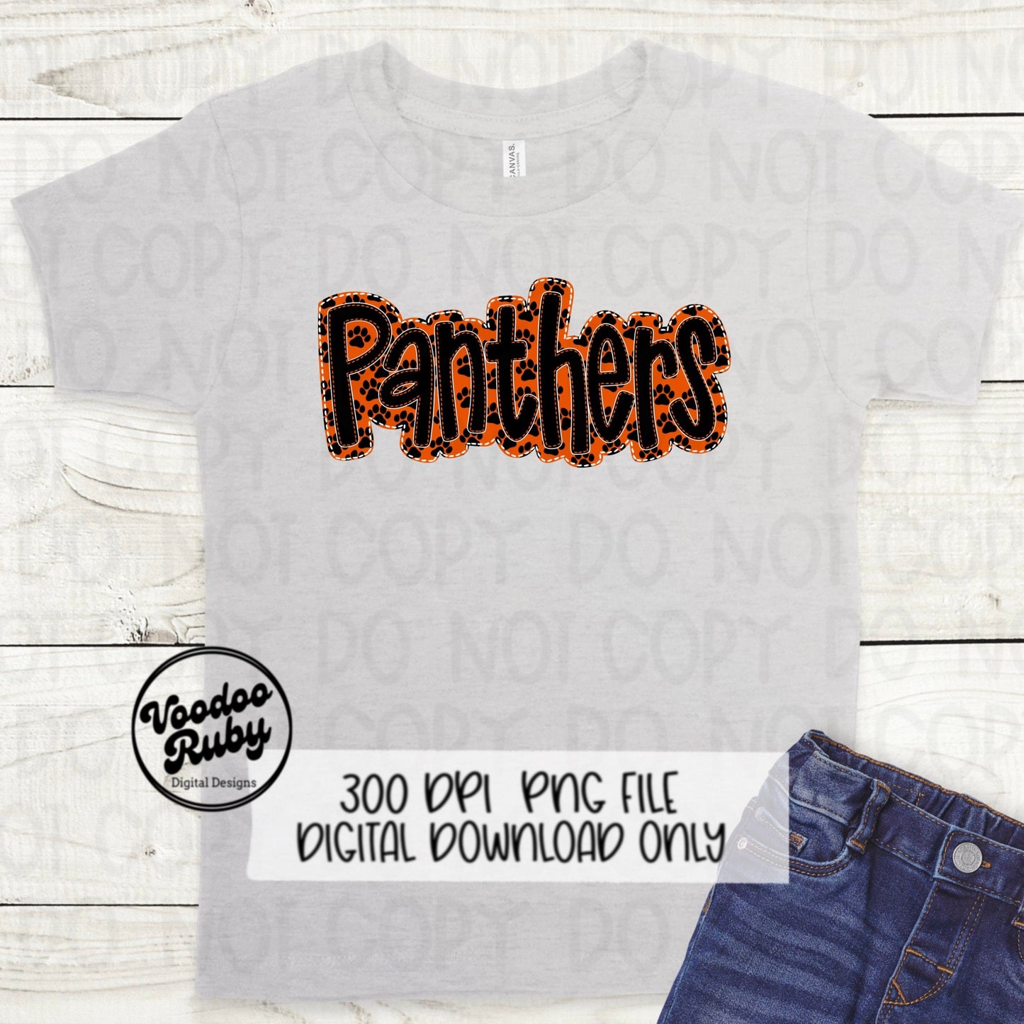 Panthers PNG Design Embroidery Faux Applique Hand Drawn Digital Download Sublimation Panthers PNG Football png Orange Panthers DTF Printable