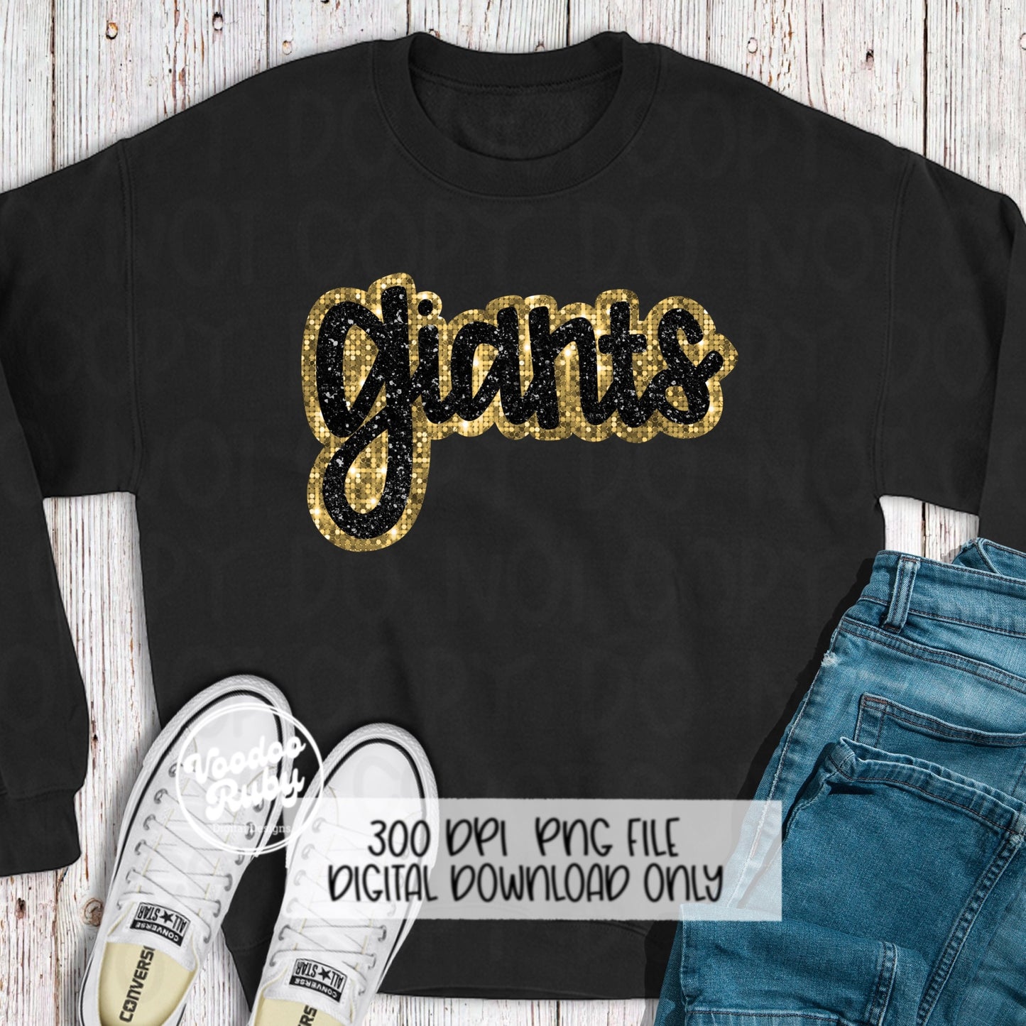 Giants PNG Design Sequins Glitter Hand Drawn Digital Download Faux Sequins Patch PNG Printable Clip Art Faux Appliqué Giants Football DTF