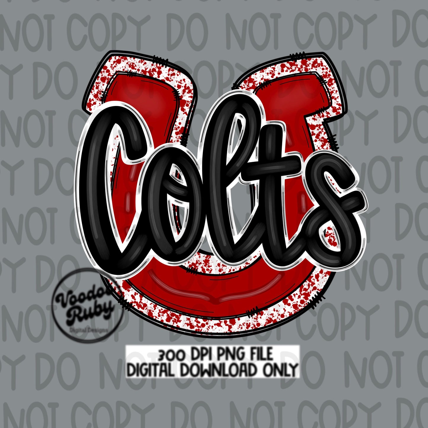 Colts PNG Design Hand Drawn Digital Download Sublimation Football PNG Colts Red Football png Colts DTF Printable Mascot