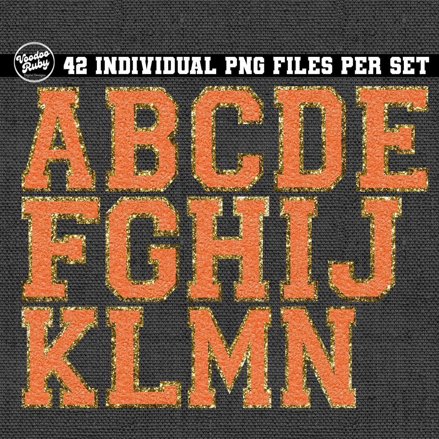 Chenille Alphabet & Numbers PNG Bundle: Sports Font, Sublimation, DTF Printable (Digital Download)