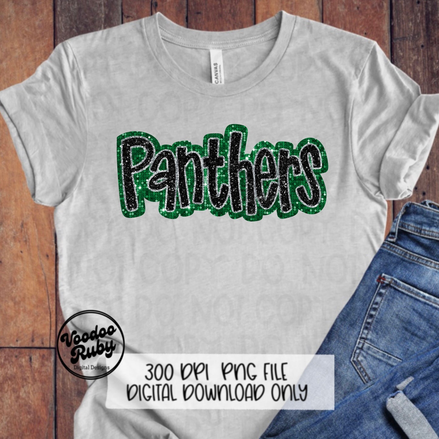 Panthers PNG Design Sequins Glitter Hand Drawn Digital Download Faux Sequins Patch PNG Printable Faux Appliqué Panthers Football DTF