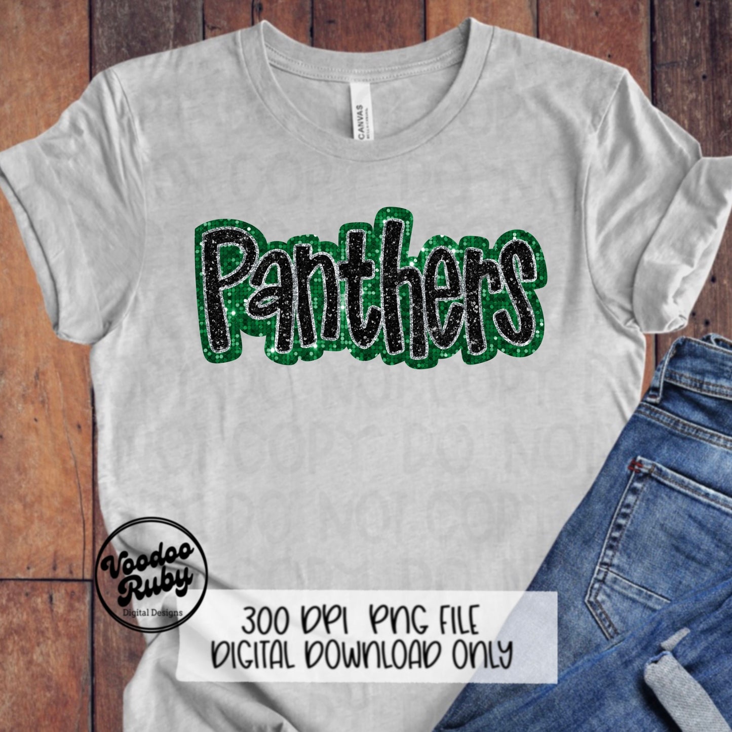 Panthers PNG Design Sequins Glitter Hand Drawn Digital Download Faux Sequins Patch PNG Printable Faux Appliqué Panthers Football DTF