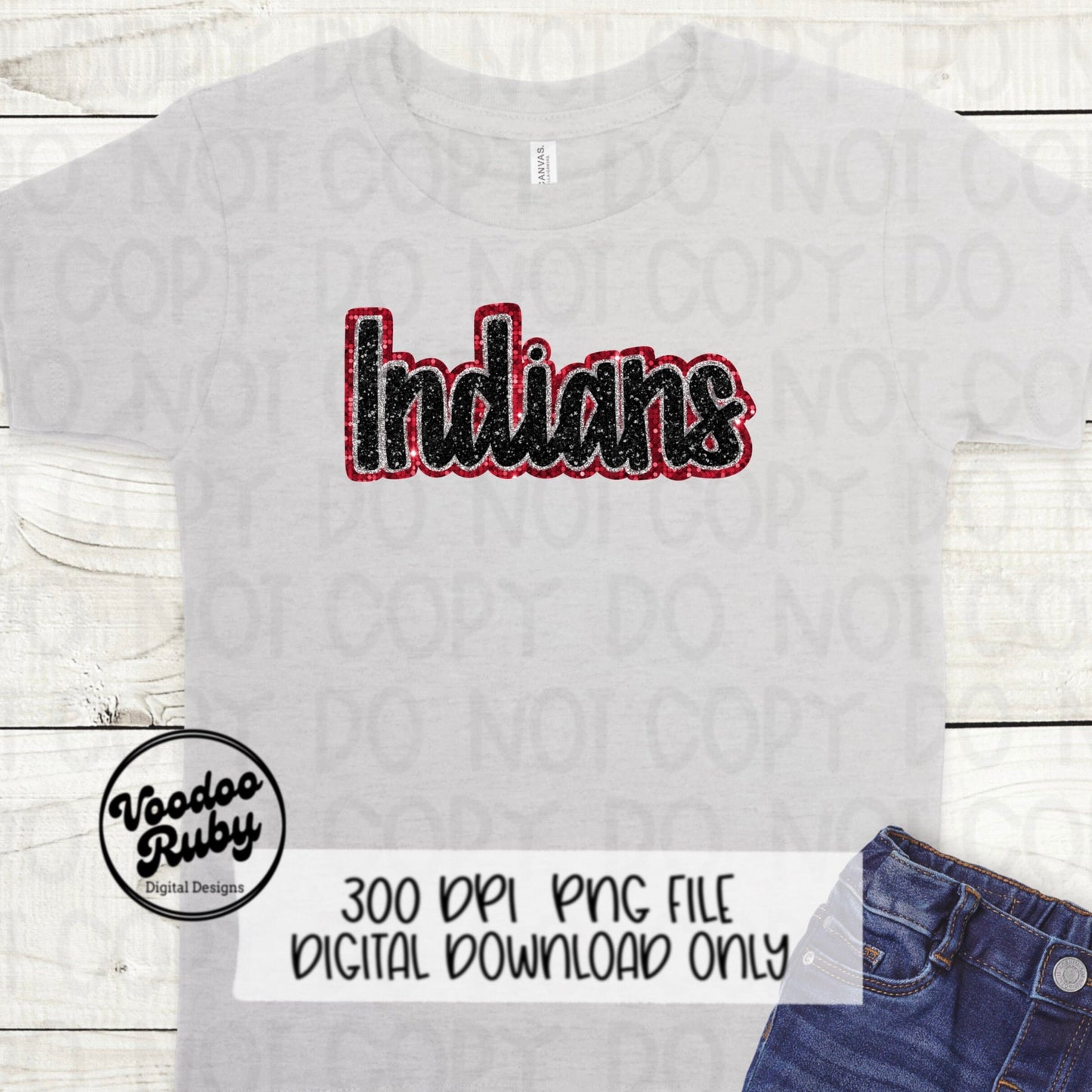 Indians PNG Design Sequins Glitter Hand Drawn Digital Download Faux Sequins Patch PNG Printable Clip Art Faux Appliqué Indians Football DTF