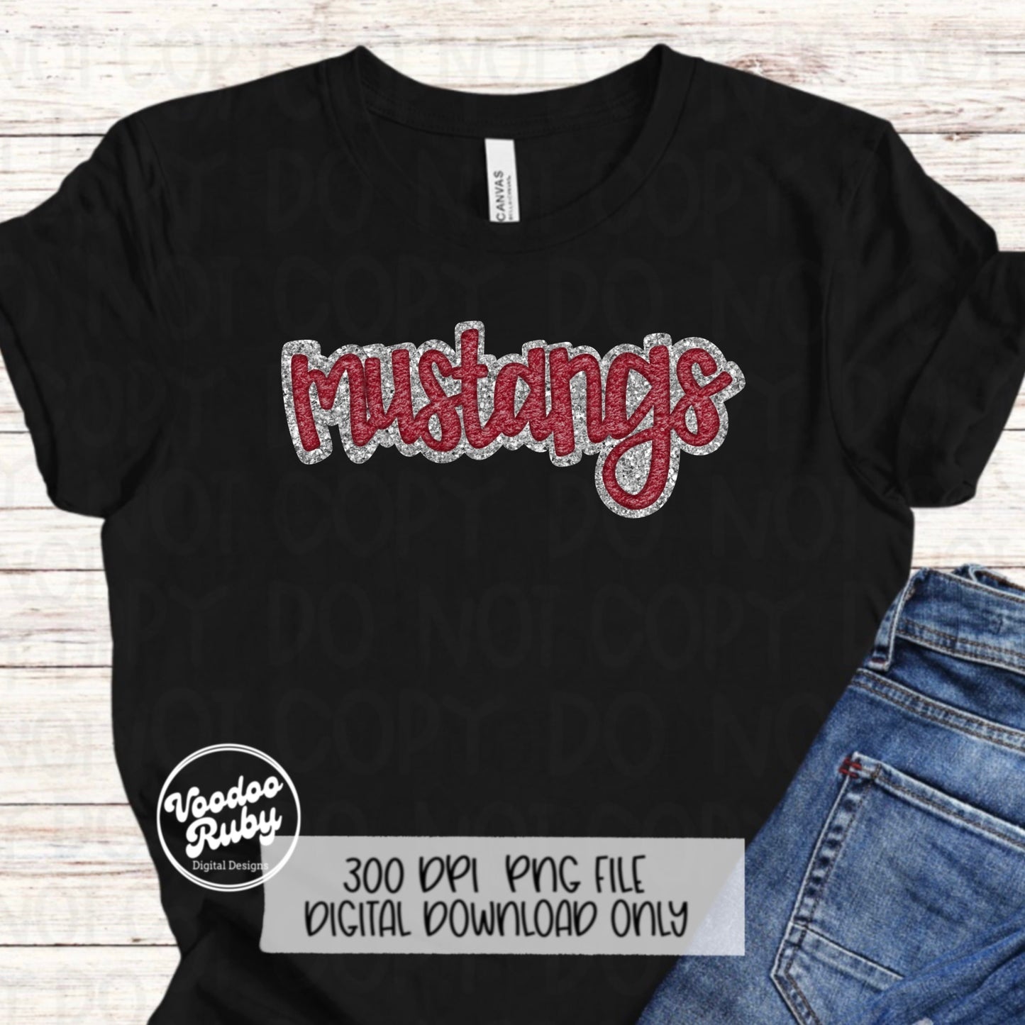 Mustangs PNG Design Hand Drawn Digital Download Sublimation Faux Chenille PNG Mustangs Football png Mustangs DTF Printable Glitter