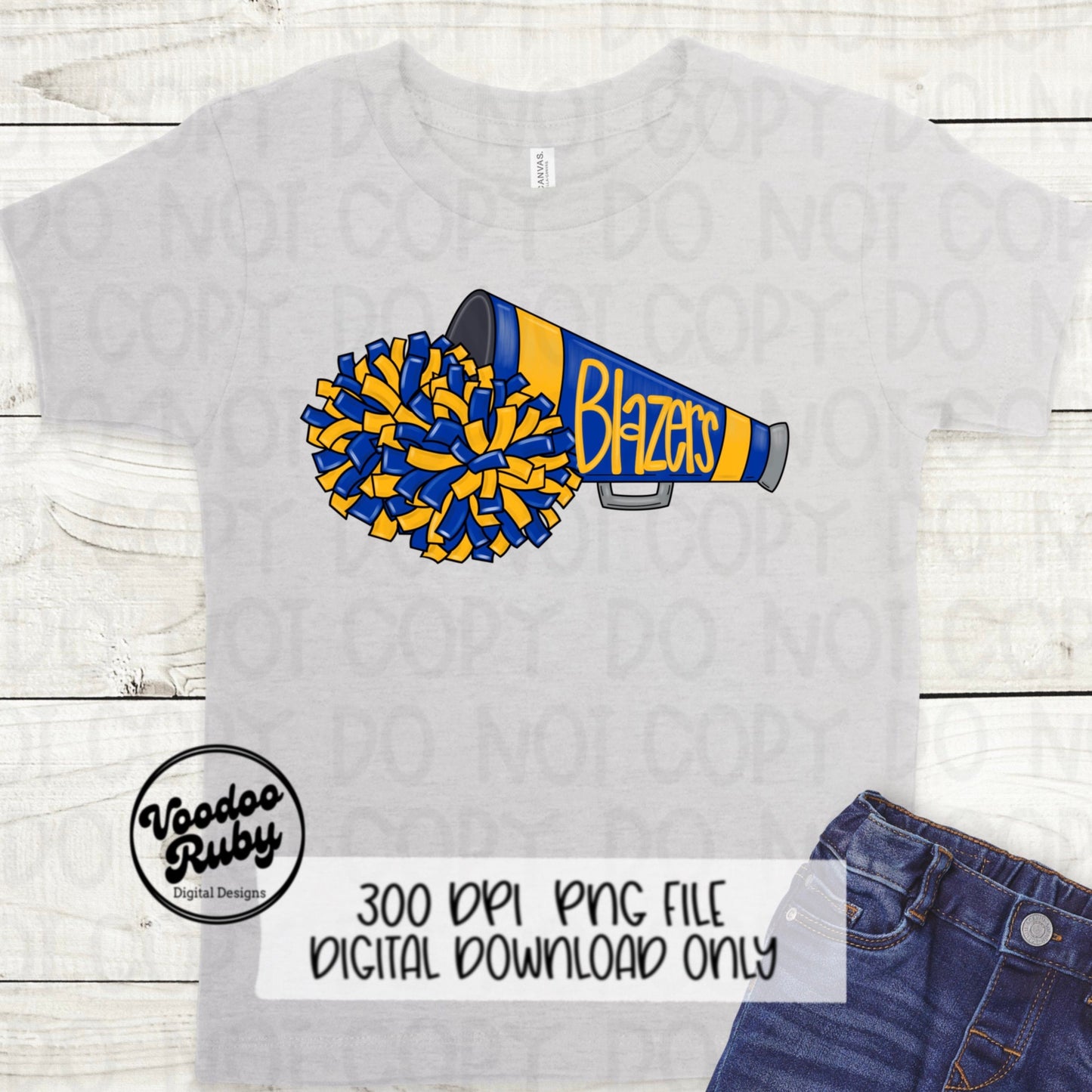 Blazers Cheer PNG Design Hand Drawn Digital Download Football PNG Sublimation Blazers Cheerleader png Clip Art Megaphone DTF Printable