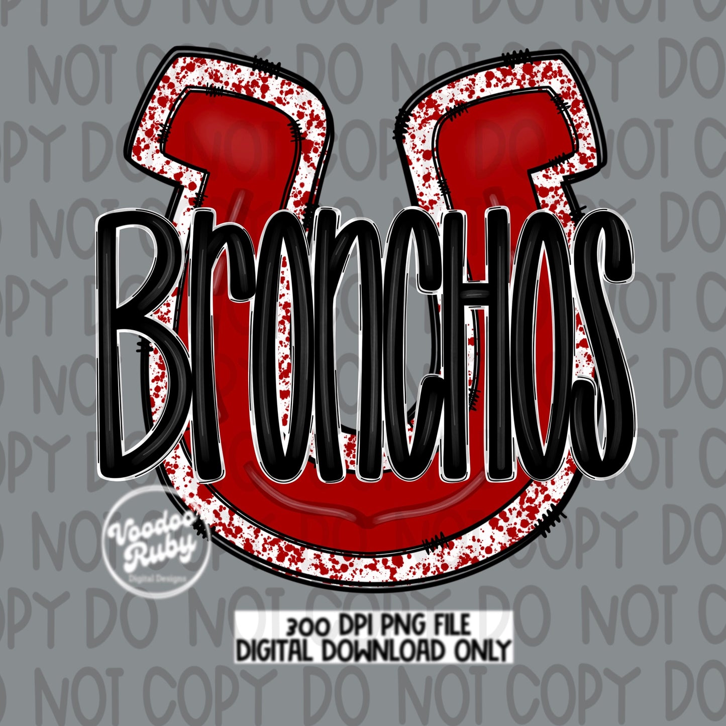 Bronchos PNG Design Sublimation Hand Drawn Digital Download Football PNG Red Bronchos Football DTF Printable