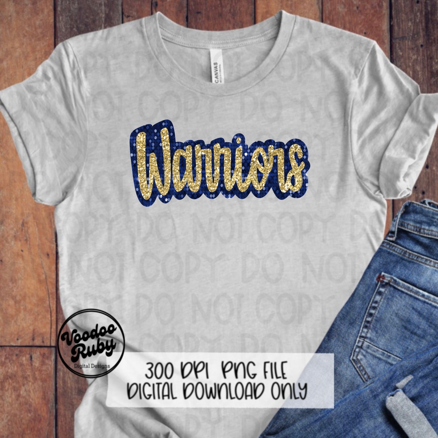Warriors PNG Design Sequins Glitter Hand Drawn Digital Download Faux Sequins PNG Printable Clip Art Faux Appliqué Warriors Football DTF