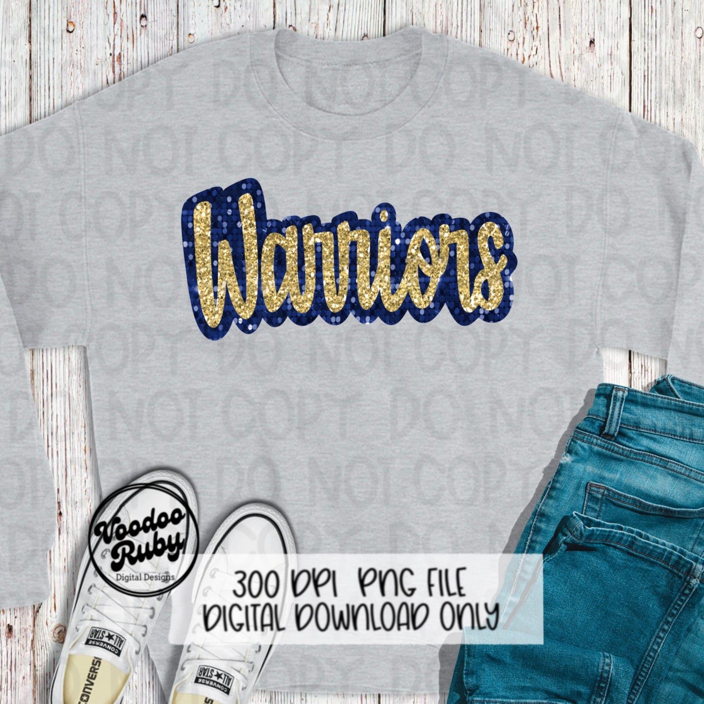 Warriors PNG Design Sequins Glitter Hand Drawn Digital Download Faux Sequins PNG Printable Clip Art Faux Appliqué Warriors Football DTF