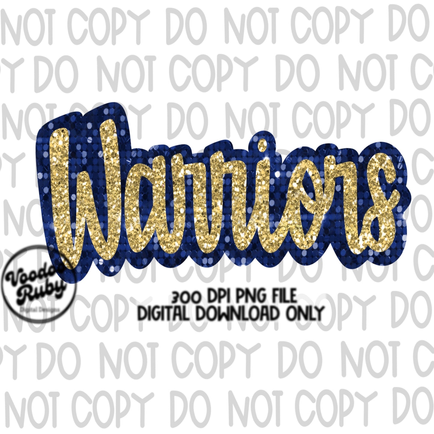 Warriors PNG Design Sequins Glitter Hand Drawn Digital Download Faux Sequins PNG Printable Clip Art Faux Appliqué Warriors Football DTF