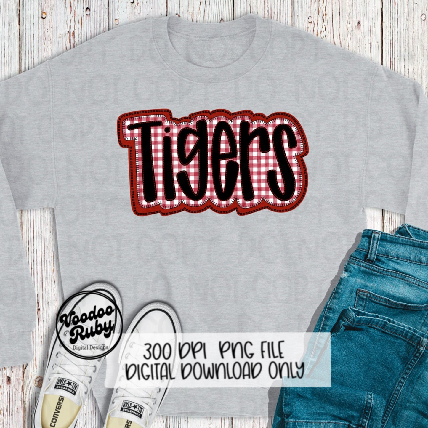 Tigers PNG Design Embroidery Faux Applique Hand Drawn Digital Download Sublimation Tigers PNG Football png Tigers DTF Printable