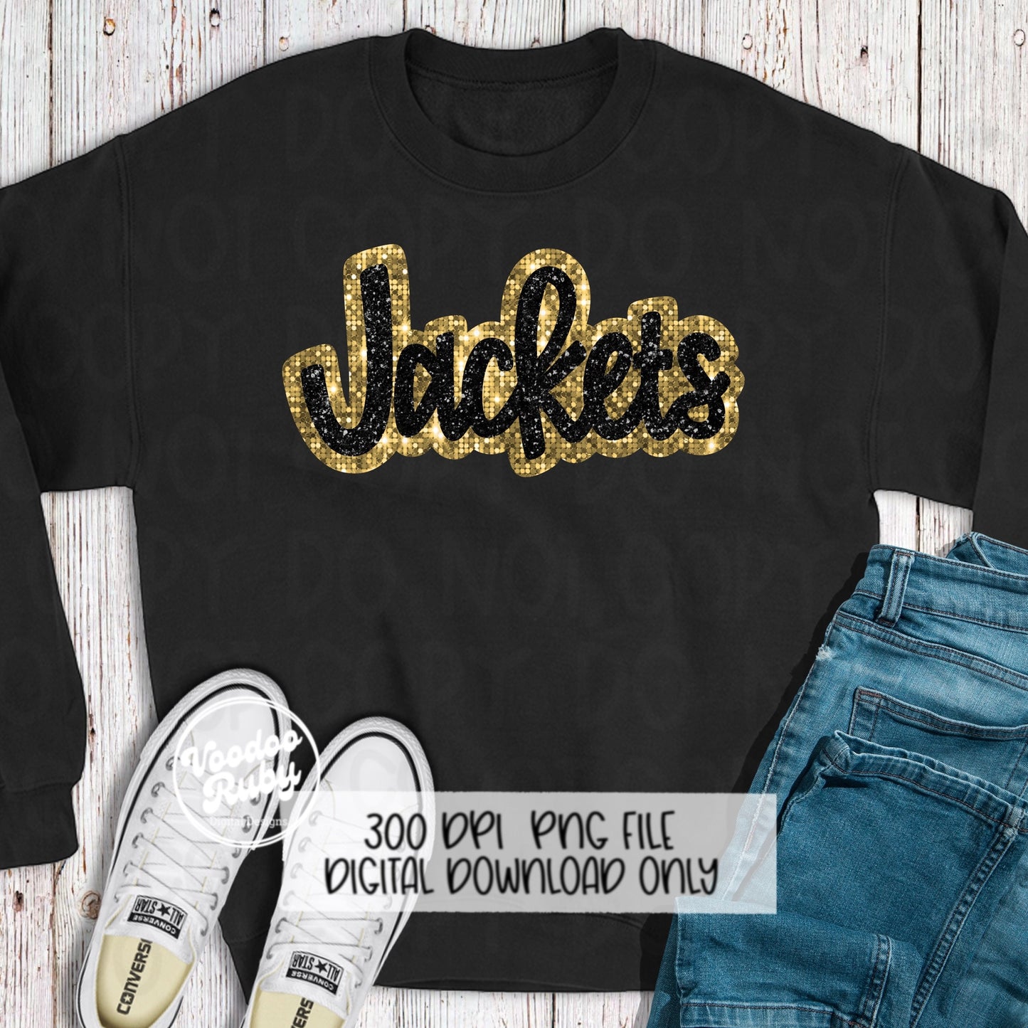 Jackets PNG Design Sublimation Sequins Glitter Hand Drawn Digital Download Faux Patch PNG Black Gold Appliqué Jackets Football Mascot DTF