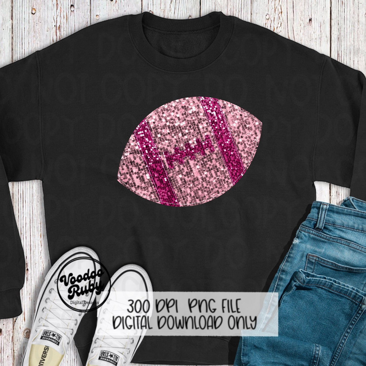 Sequin Pink Football PNG: Glitter Sublimation Design (Digital Download